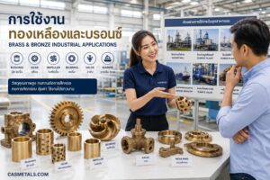การใช้งานทองเหลืองและบรอนซ์ในงานหล่ออุตสาหกรรม บู๊ช เฟือง ใบพัดปั๊ม แบริ่ง วาล์ว งานทะเล โรงงานน้ำตาล โรงปูน และโรงไฟฟ้า