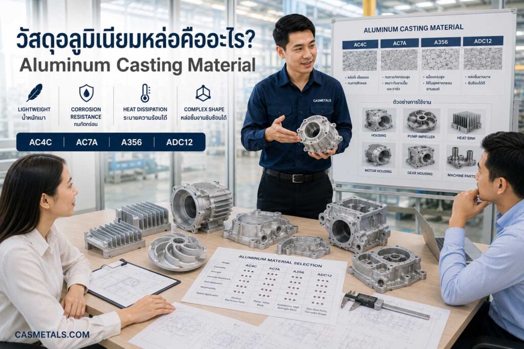 วัสดุอลูมิเนียมหล่อ AC4C AC7A A356 ADC12 สำหรับ Housing ใบพัดปั๊ม Heat Sink และชิ้นส่วนเครื่องจักรอุตสาหกรรม