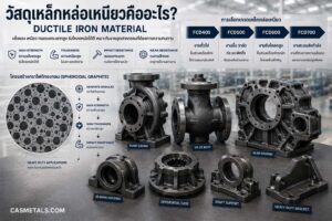 วัสดุเหล็กหล่อเหนียว Ductile Iron FCD400 FCD500 FCD600 FCD700 โครงสร้างกราไฟต์ทรงกลม สำหรับปั๊ม วาล์ว Gear Housing และชิ้นส่วนรับโหลดสูง