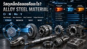 วัสดุเหล็กอัลลอย Alloy Steel SCM440 SNCM439 SKD11 SKD61 สำหรับเพลา เฟือง Coupling Roller Wear Parts และงานอบชุบ