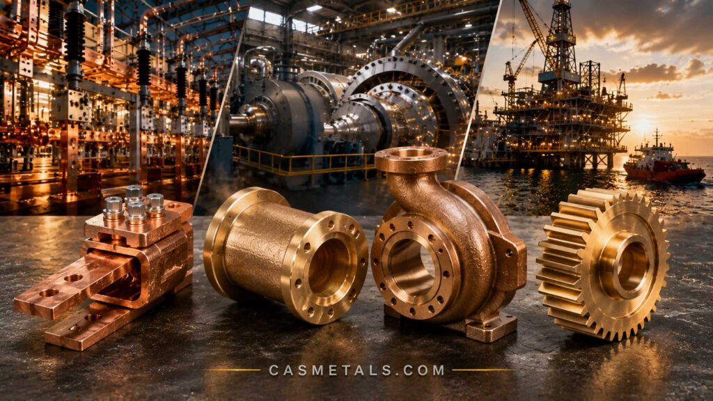 วัสดุ Copper Special Alloy พร้อมตัวอย่างชิ้นส่วนอุตสาหกรรมสำหรับงานไฟฟ้า เครื่องจักร และงานทางทะเล