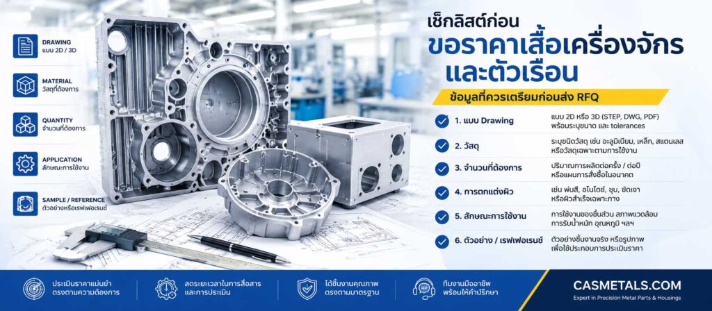 Checklist ก่อนขอราคาเสื้อเครื่องจักรและตัวเรือน