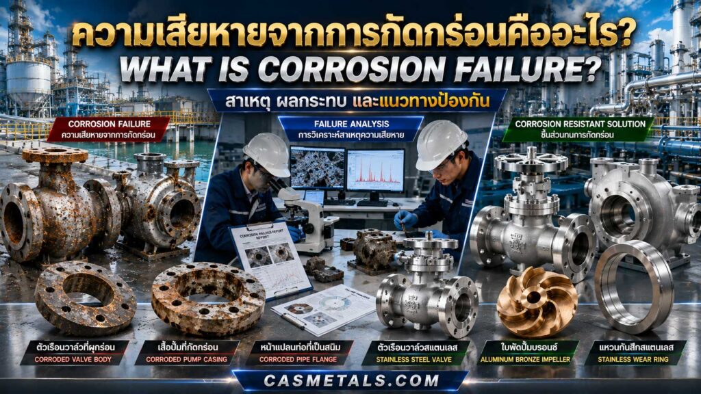 ตัวอย่างความเสียหายจากการกัดกร่อนของชิ้นส่วนอุตสาหกรรม พร้อมการวิเคราะห์สาเหตุและวัสดุป้องกันการกัดกร่อน