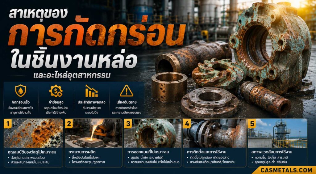 สาเหตุของการกัดกร่อนในชิ้นงานหล่อ