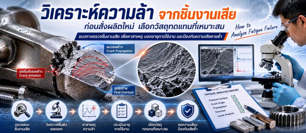 วิธีวิเคราะห์ความล้าของวัสดุจากชิ้นงานเสีย