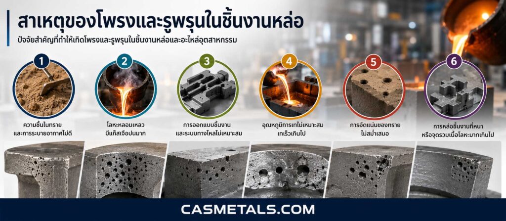 สาเหตุของโพรงและรูพรุนในชิ้นงานหล่อ