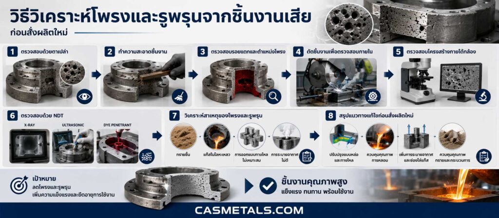 วิธีวิเคราะห์โพรงและรูพรุนจากชิ้นงานเสีย