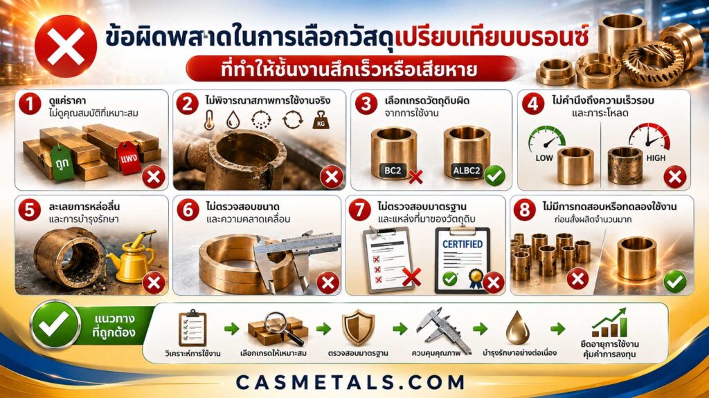 ข้อผิดพลาดในการเลือกวัสดุเปรียบเทียบบรอนซ์