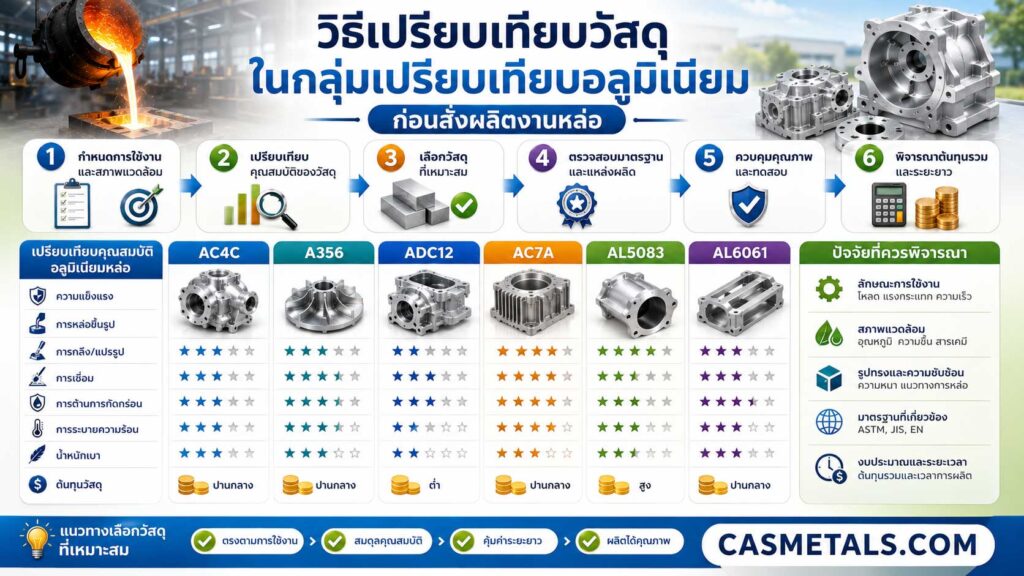 วิธีเปรียบเทียบวัสดุในกลุ่มเปรียบเทียบอลูมิเนียม