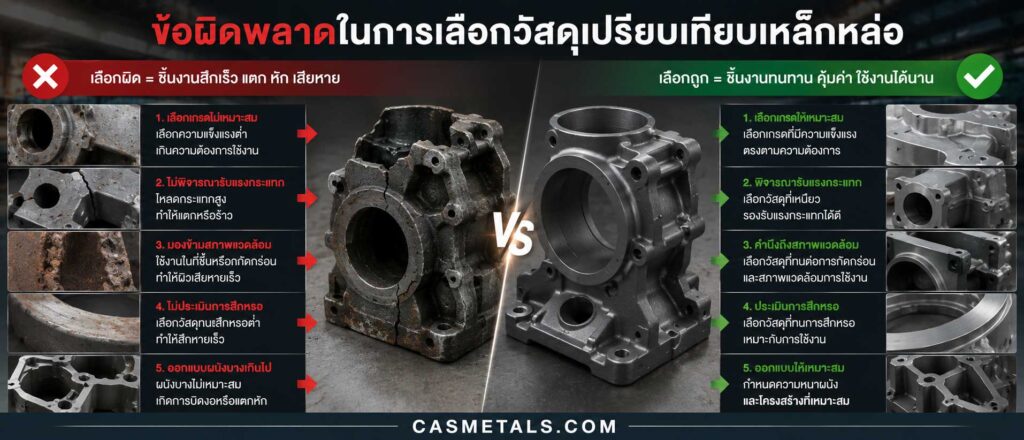 ข้อผิดพลาดในการเลือกวัสดุเปรียบเทียบเหล็กหล่อ 1 ข้อผิดพลาดในการเลือกวัสดุเปรียบเทียบเหล็กหล่อ