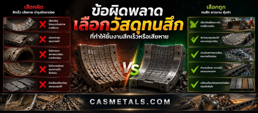 ข้อผิดพลาดในการเลือกวัสดุเปรียบเทียบวัสดุทนสึก