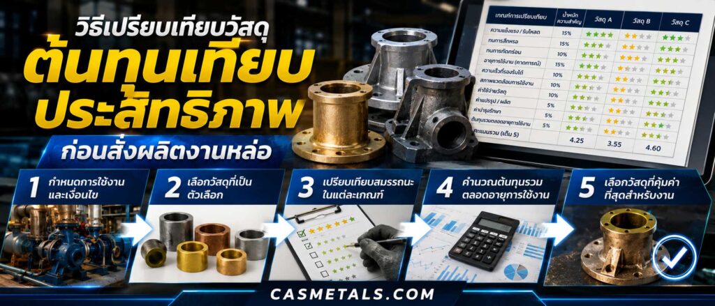 วิธีเปรียบเทียบต้นทุน ประสิทธิภาพงานหล่อก่อนสั่งผลิตงานหล่อ 1 วิธีเปรียบเทียบวัสดุในกลุ่มต้นทุนเทียบประสิทธิภาพ