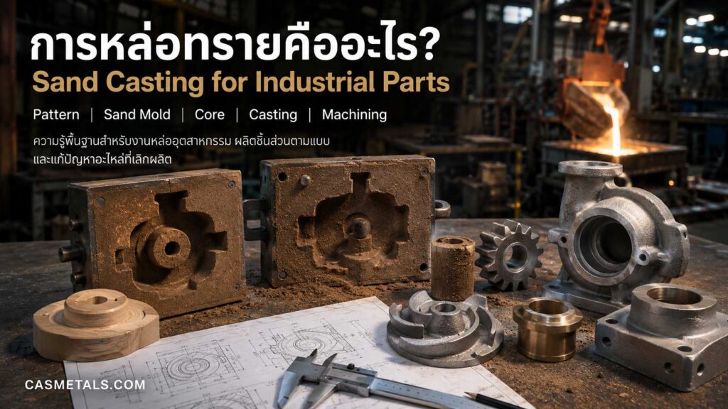 การหล่อทราย Sand Casting สำหรับผลิตชิ้นส่วนเครื่องจักร แม่พิมพ์ทราย แบบหล่อ ไส้ทราย และงานหล่อตามแบบ