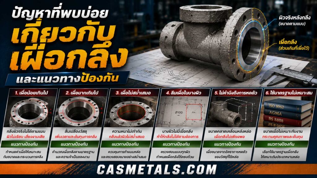 ปัญหาที่พบบ่อยเกี่ยวกับเผื่อกลึง