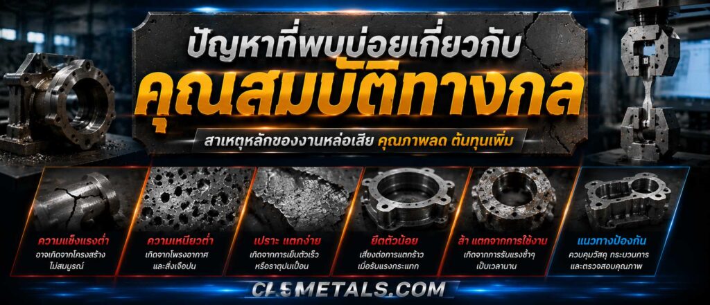 ปัญหาที่พบบ่อยเกี่ยวกับคุณสมบัติทางกล