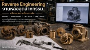 Reverse Engineering งานหล่ออุตสาหกรรม สร้างแบบจากชิ้นงานจริง ไม่มี Drawing ผลิตอะไหล่ทดแทนด้วย CAD Model และงานหล่อใหม่