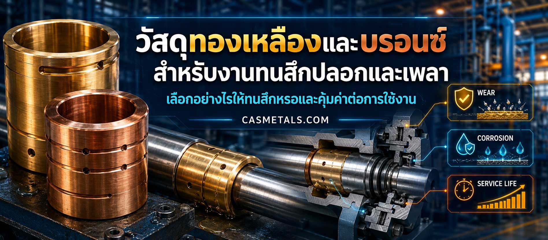 วัสดุทองเหลืองและบรอนซ์ สำหรับงานทนสึกปลอกเพลา