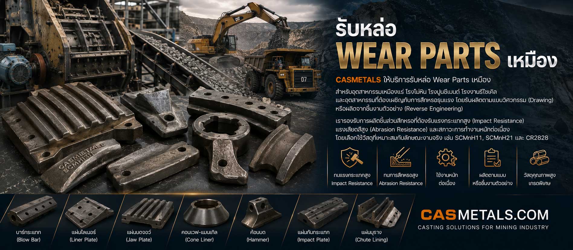 รับหล่อ Wear Parts เหมือง