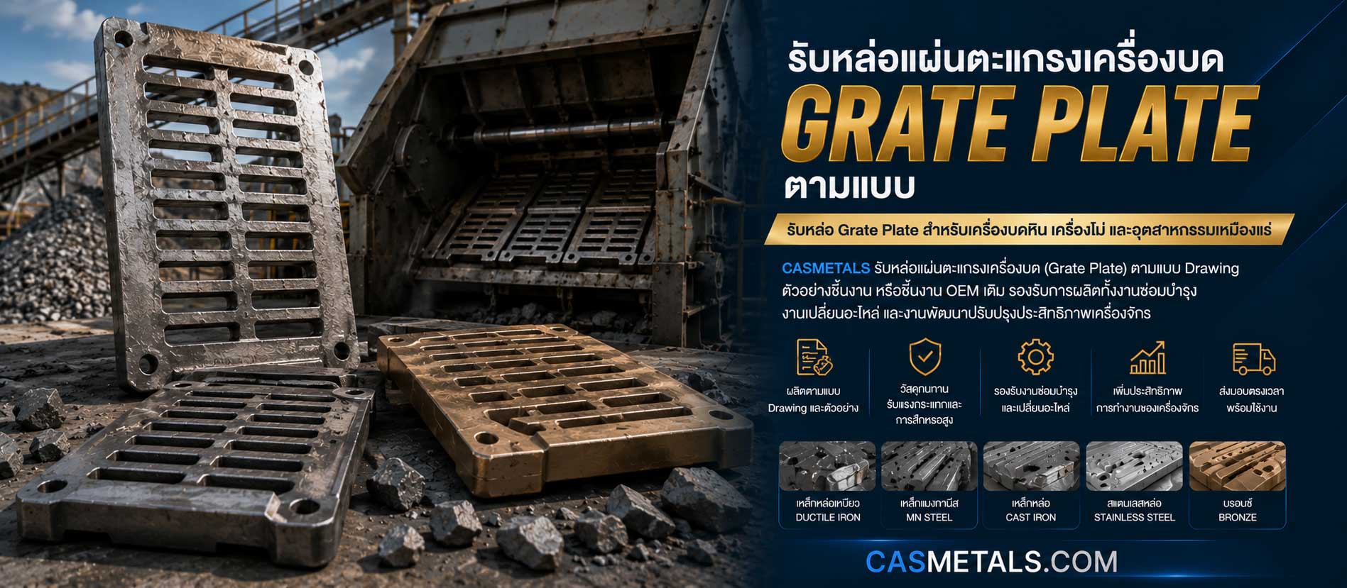รับหล่อแผ่นตะแกรงเครื่องบด Grate Plate